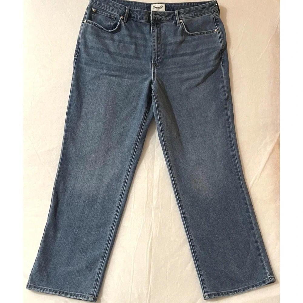 Seven7 Jeans Womens Size 14 Blue Medium Wash Classic Fit‎ Straight Leg Denim